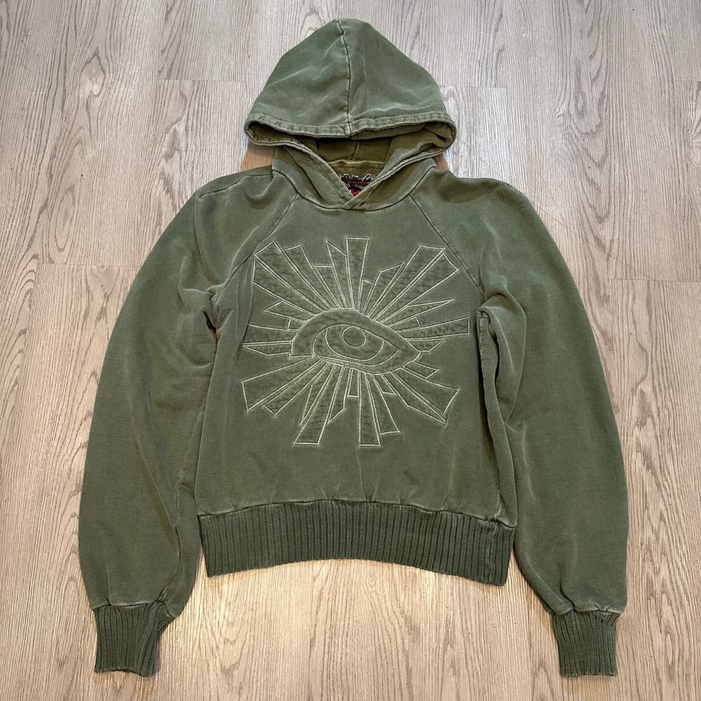 House Of Errors Quilted Green Eye Hoodie